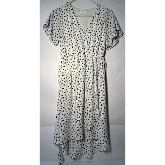Sienna Sky Dress Women’s S White With Blue Floral Print Cottagecore Fairy w/Belt - Picture 9 of 10